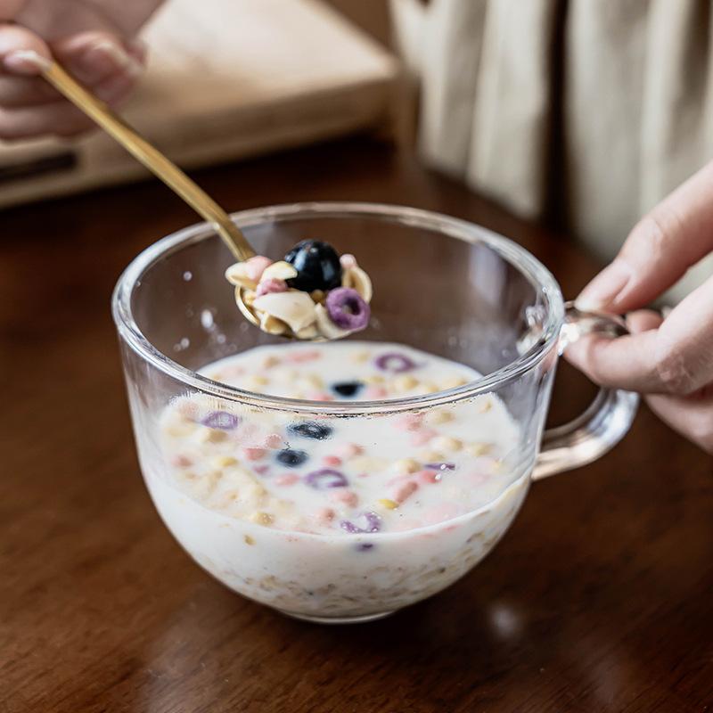 Breakfast Glass Transparent Mug Household Cup Yogurt Oat Cup Water Glass Wine Glass Summer Juice Cup