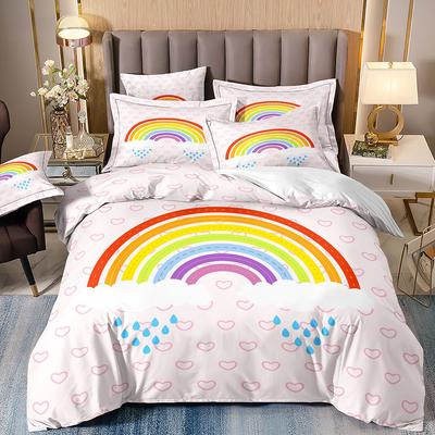 Bedding Three-Piece 3D Digital Printing Cartoon Rainbow Color Striped Quilt Cover
