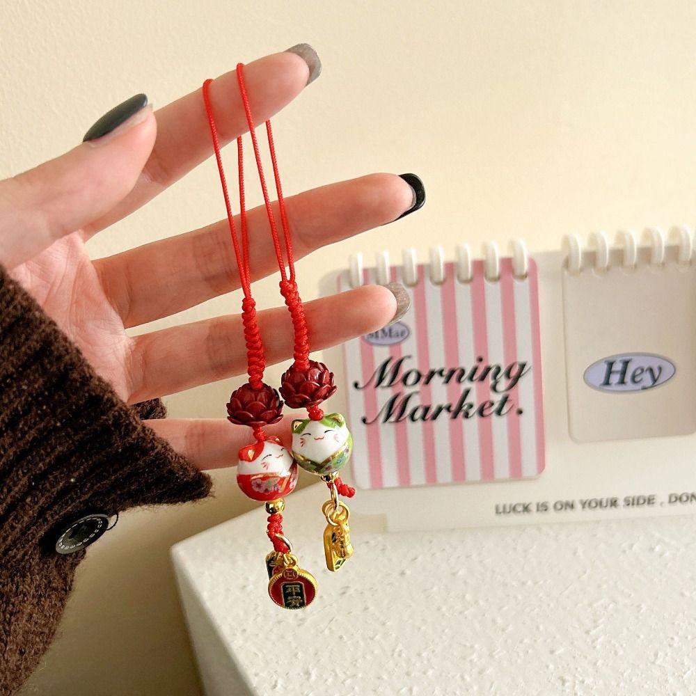 Phone Lanyard Lucky Cat Mobile Phone Pendant Cartoon Lucky Cat Phone Charm  Women
