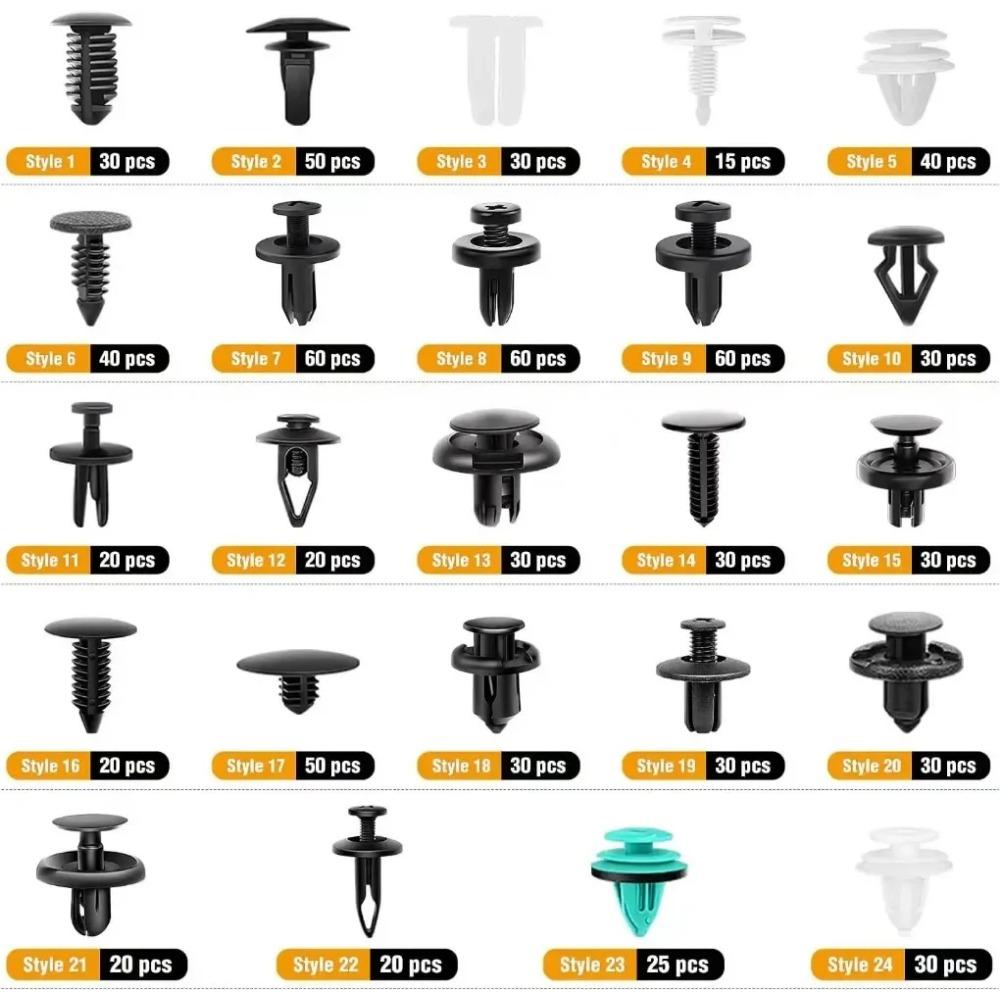 Kit 100 Clip Di Fissaggio Auto In Nylon – 6 Misure Diverse (6-10mm) Per Carrozzeria, Paraurti, Portiere