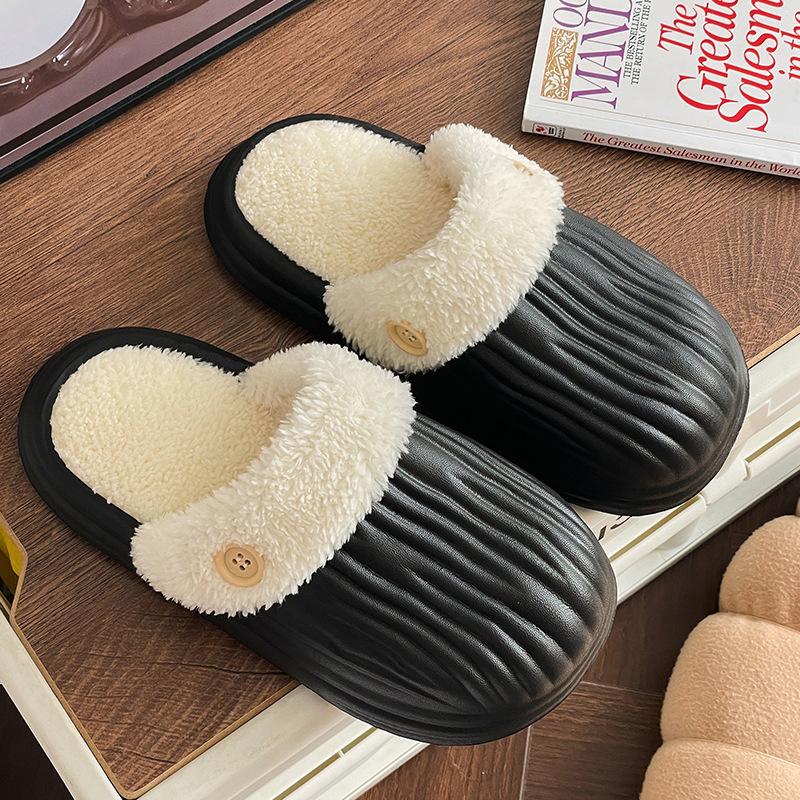 

Новые осенние и зимние хлопковые тапочки, теплые домашние тапочки, съемные бархатные и нескользящие домашние хлопковые тапочки 44-45 чёрный