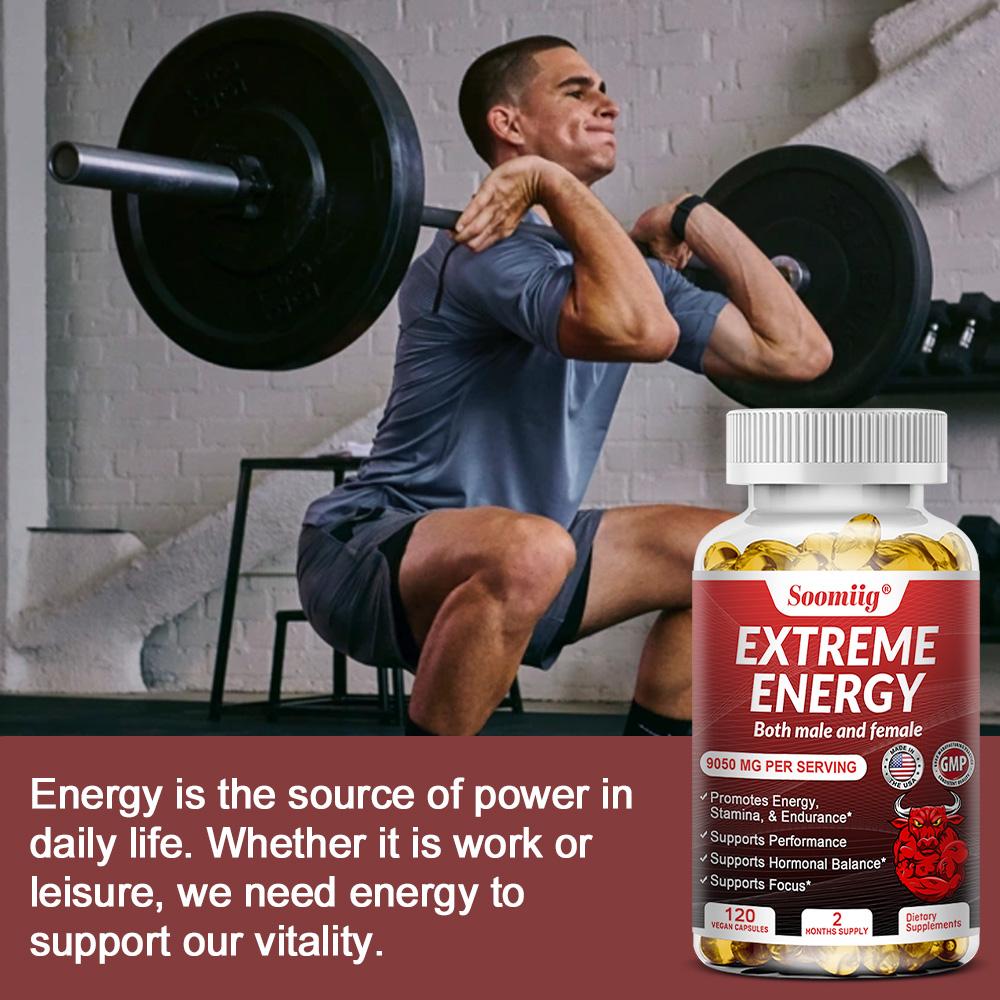 Extreme Energie 9050mg Hochpotente Leistungsunterstützungsformel für Männer & Frauen, 120 Vegane Kapseln