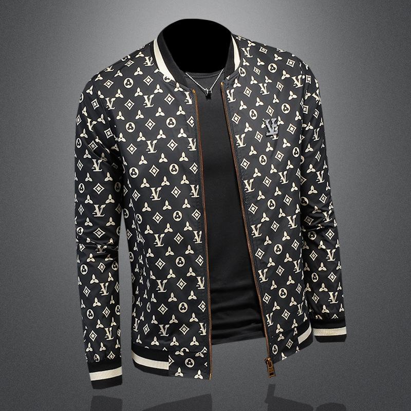 Spring and Autumn New Stand-Up Collar Jacket Men's European Station Fashion Trend Printed Slim-fit Versatile Casual Jacket JK9048