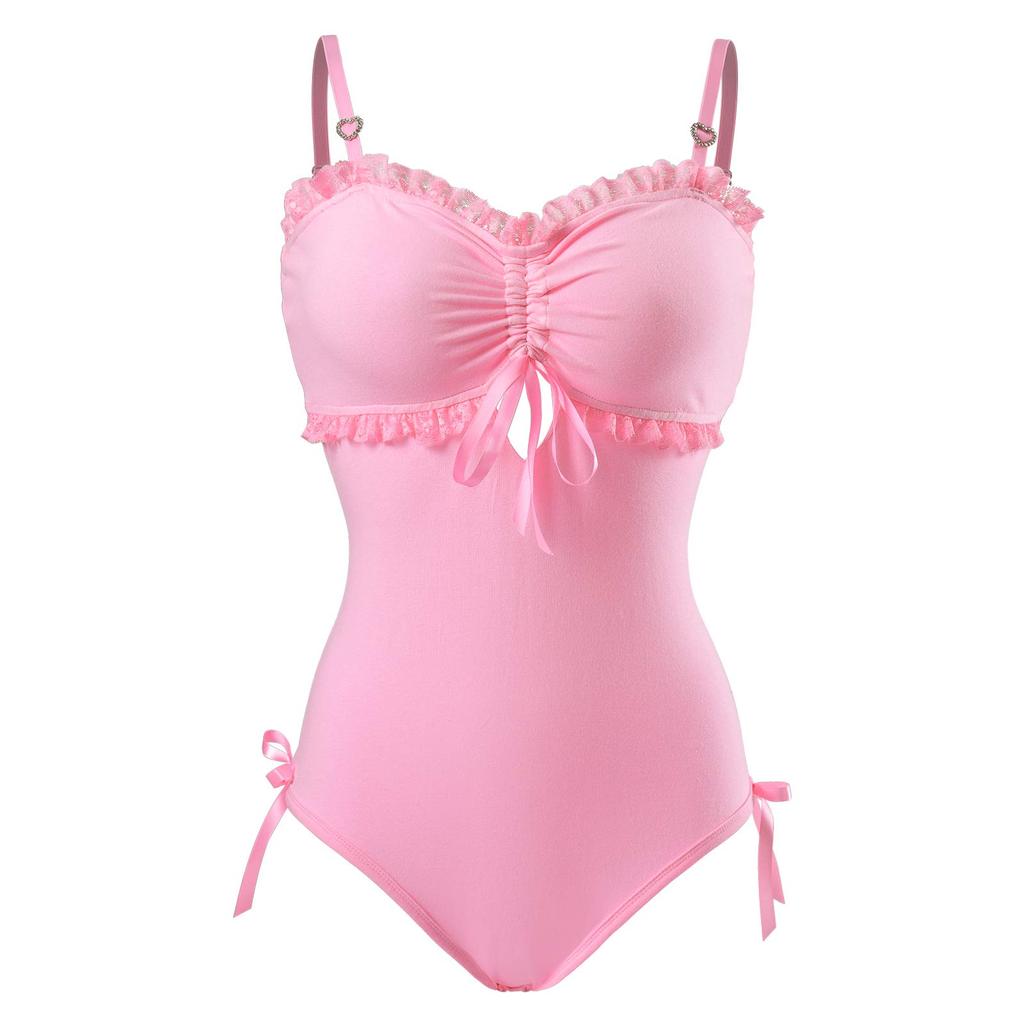 LittleForBig Erwachsenen Strampler Tanktop Baumwolle Pyjama Spitze Verstellbare Träger [Sugar Baby] Camisole Größe S