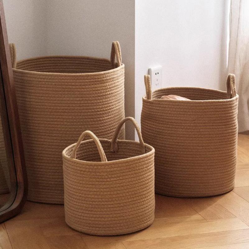 Home Organization And Storage Baby Children Toy Storage Baskets Cotton Rope Woven Laundry Basket Sundries Organizer