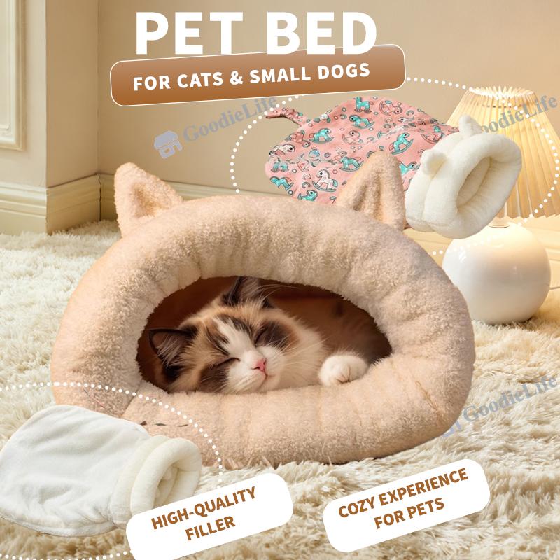 Winter Warm Cat Bed Semi Enclosed Dog House Cozy Sleeping Bag Pet Blanket for Cats and Small Dogs