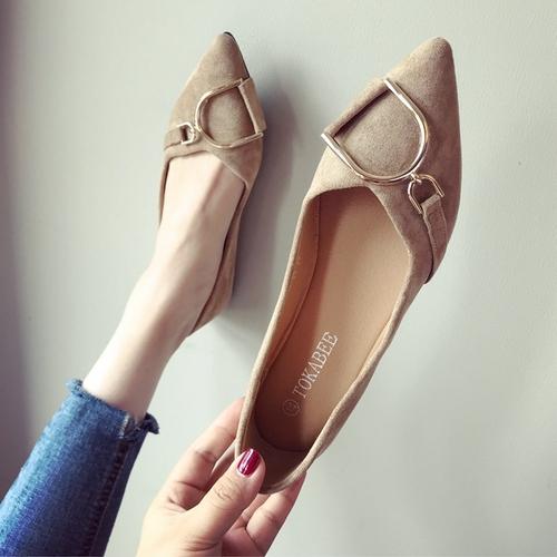 Fashion Flat Shoes Women's New Fashion Summer Autumn New Suede Surface Shallow Mouth Pointed Toe Large Size Women's Shoes