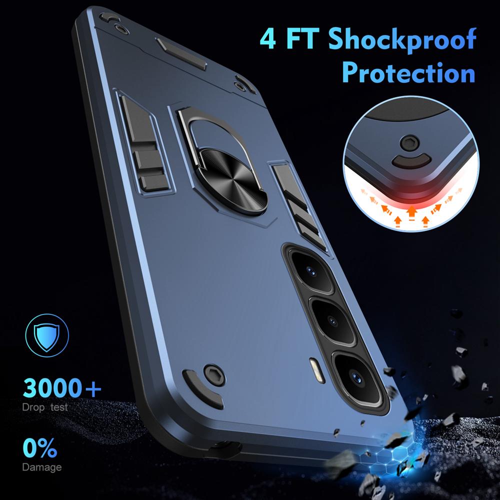 KEYSION Shockproof Armor Case for Infinix Hot 60 Pro+ Silicone+PC Metal Ring Stand Phone Cover for for Infinix Hot 60i 4G 60 5G