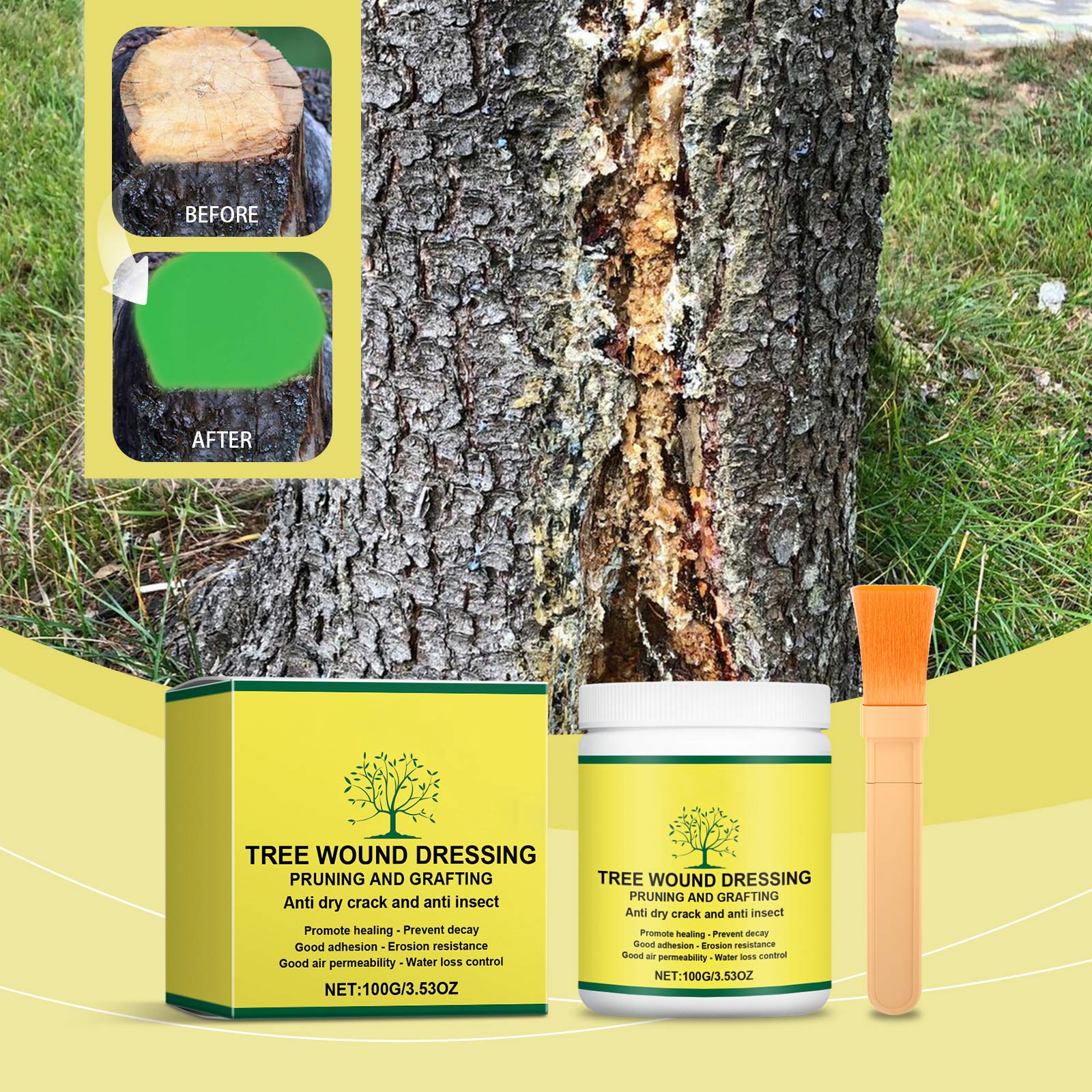 

Tree Wound Sealant, Tree Wound Pruning Sealant, Tree Wound Dressing With Brush, Bonsai Cut Ointment, Bonsai Tree Pruning Wound Sealant One Size
