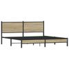 Metal Bed Frame without Mattress Sonoma Oak Finish 180x200 cm