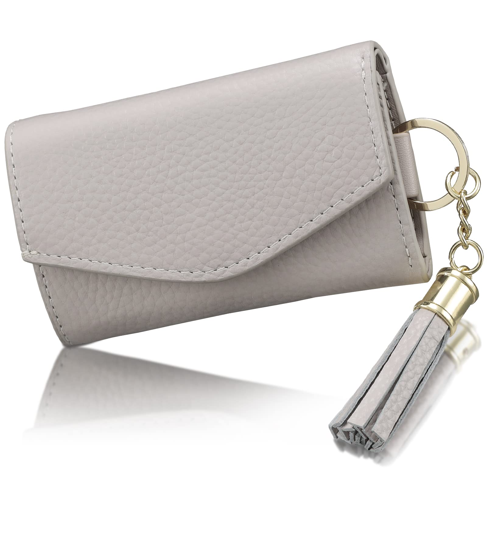 

Key case muted Genuine leather with pocket for cowhide key car key holder [Encore] [High-end look, color] bills, ladies 4-ring holder, (dull gray)