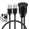 Double USB 3.0 To Double Type C Chargers for Multiple Devices Waterproof Extension Cable Panel Mount for Secure Vehicle Use