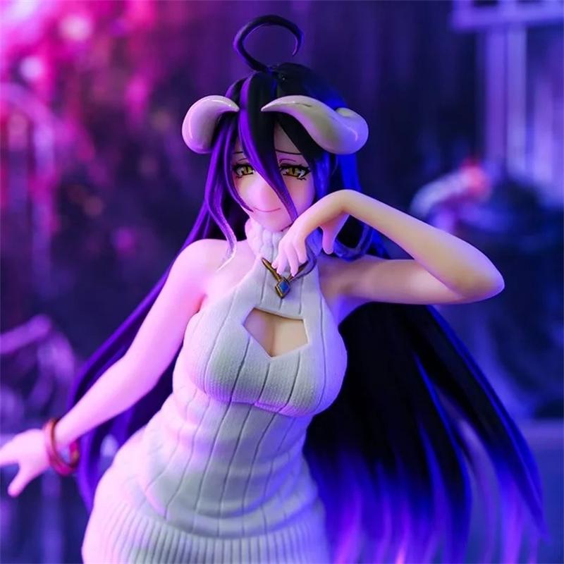21cm Overlord Albedo Anime Figure Woolen Dress Albedo Action Figure Ainz Ooal Gown Figurine PVC Model Toys Doll Adult Collection