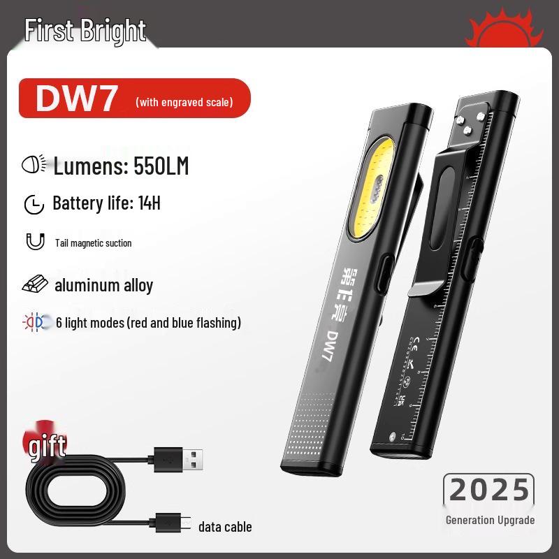 Ultra-Thin Magnetic Dual-Light Flashlight: High-Intensity, Portable, Mini Pen Light with Cap Clip and Long Battery Life for Auto Repair