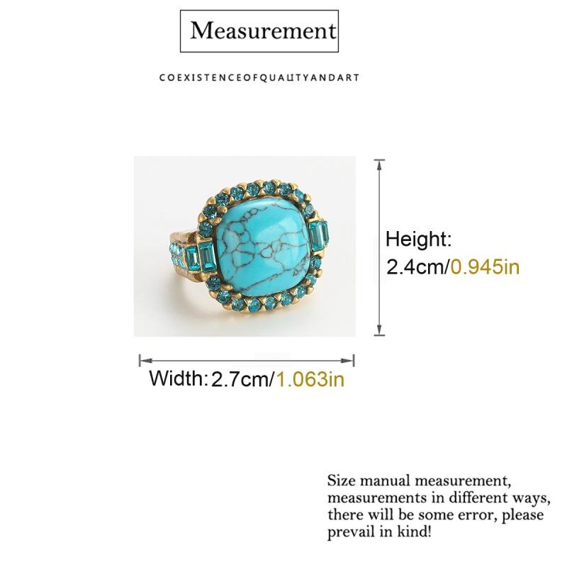 Vintage Art Deco Turquoise Ring | 18K Gold-Plated & Copper | Prong-Set Stone Design