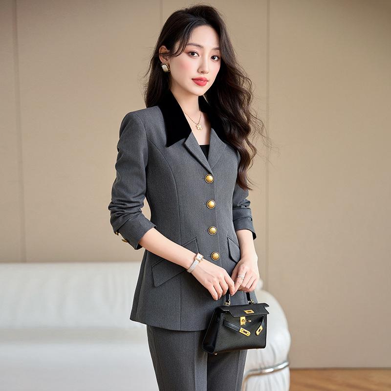 Ensemble tailleur pantalon professionnel pour femme haut de gamme - Automne 2024 Vêtement de travail formel pour un look sophistiqué