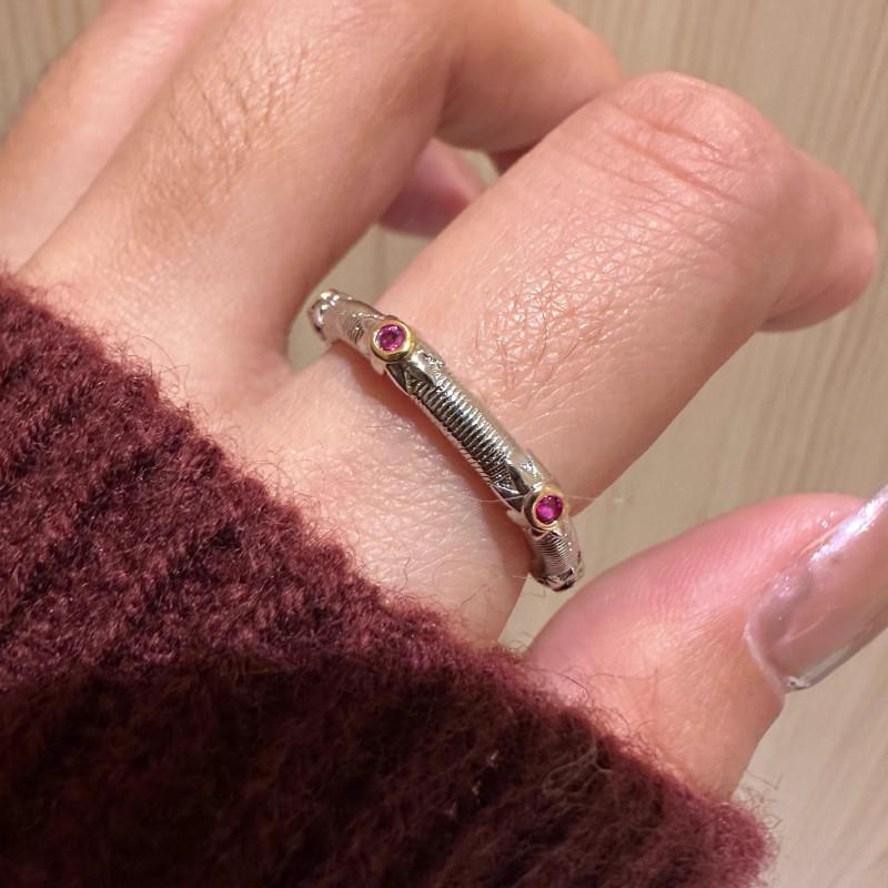 Fashionable French Style Diamond Cut Hollow Wide Ring For Women Adjustable Size