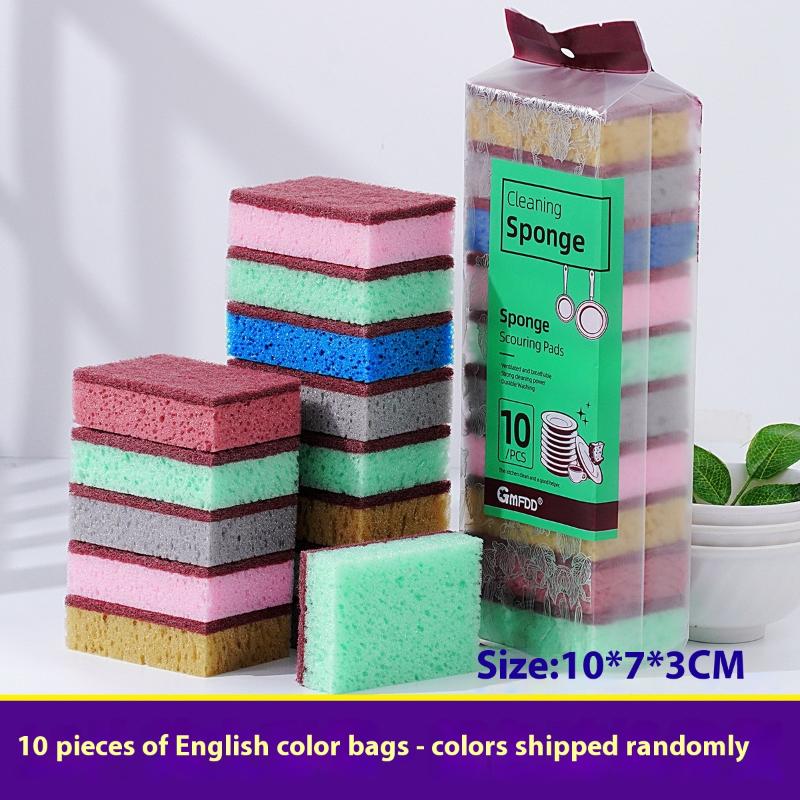 5Pcs/10Pcs Kitchen Stain Removal Sponge Clean Cotton Dishwashing Sponge Wipes Bathroom Cleaning Utensils High Density Sponge