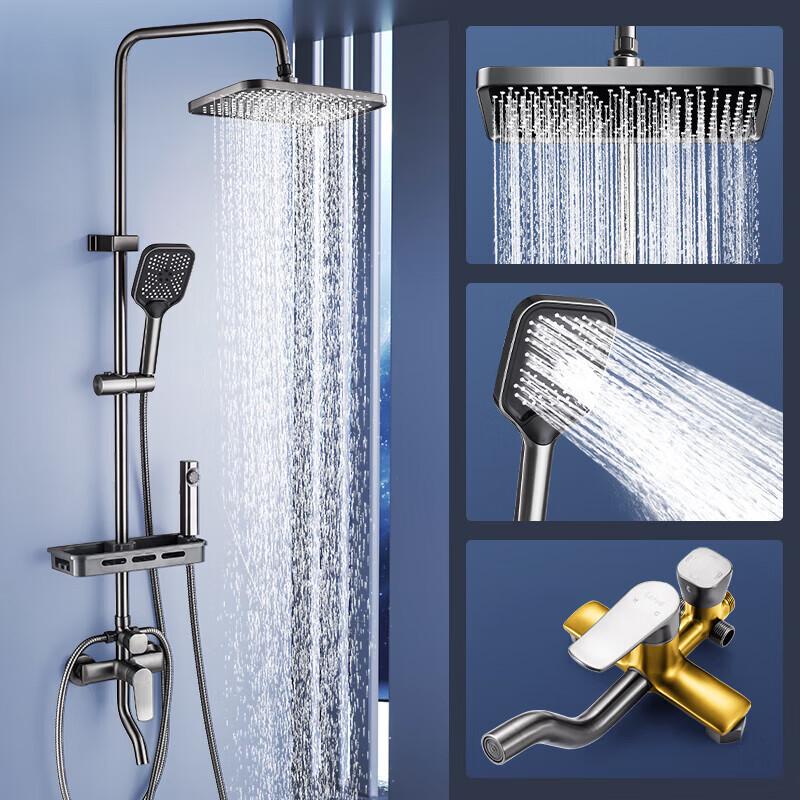 Комплект квадратного душевого смесителя Larsden цвета оружейный серый