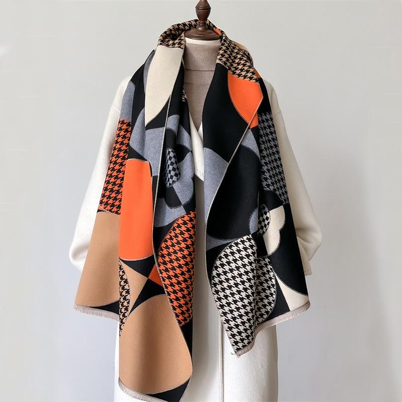Luxury Winter Imitation Wool Scarf Women Cashmere Warm Pashmina Brand Foulard Female Shawls Wraps Thick Soft Bufanda Scarves