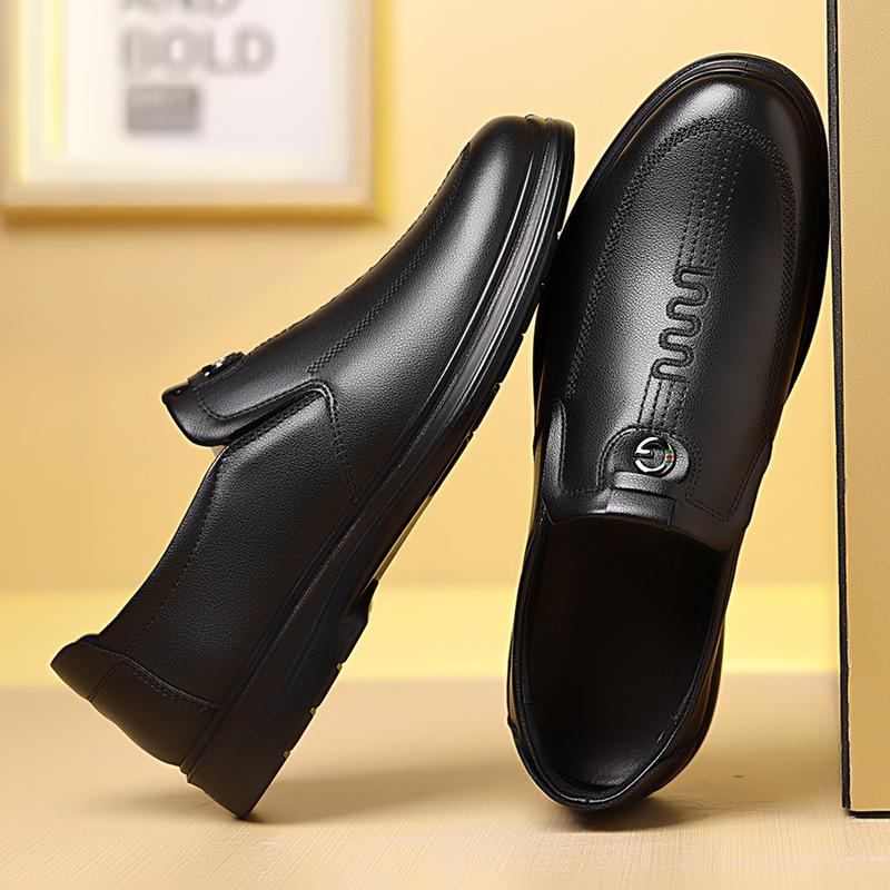 Fashion Business Soft Leather Shoes for Men 2025 Autumn New Designer Loafers Male Solid Color Wear-resisting Middle-aged Man Shoes