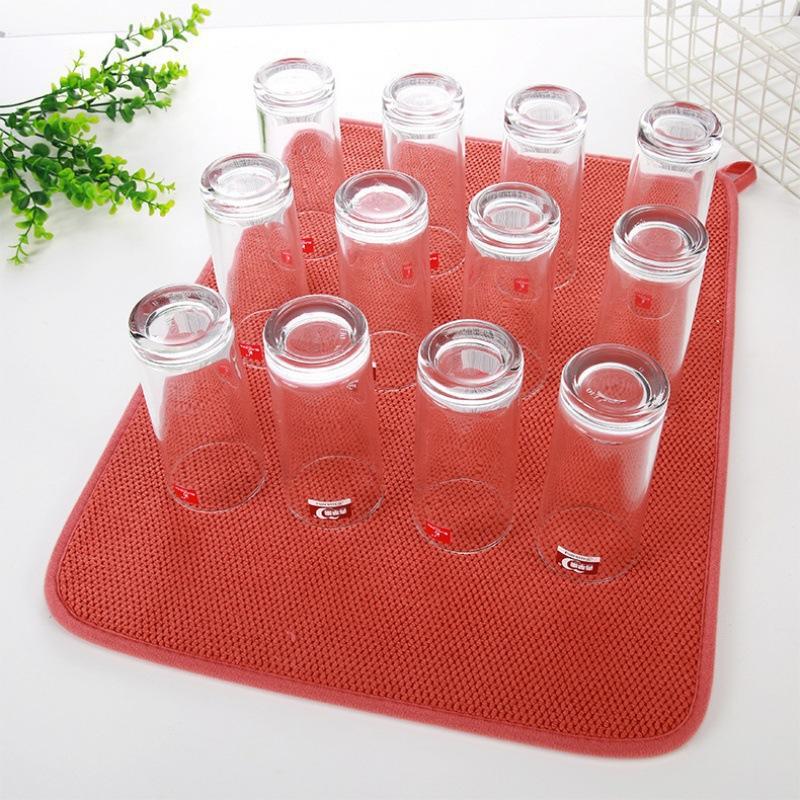 Kitchen Dish Drying Mat Microfiber Absorbent Table Placemat Non-Slip Heat Resistant Drain Pad Cabinet Drying Mats Bathroom Mats