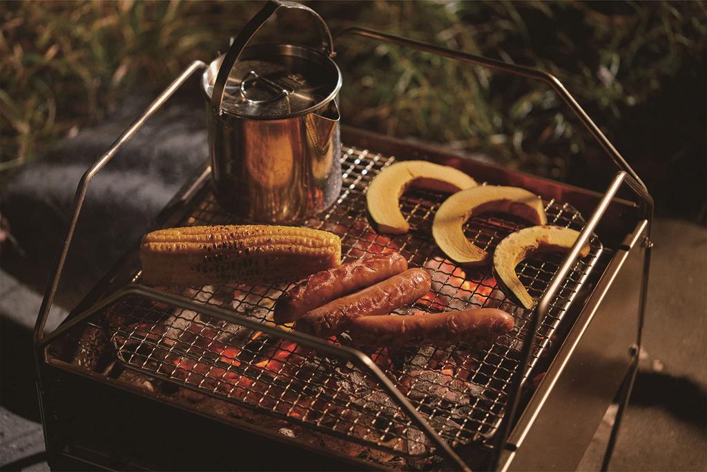 LALPHA Octagon Fire Stand Grill, 40 X 30 Cm, Stainless Steel, Made In Tsubame-Sanjo, BBQ, FS-001GI