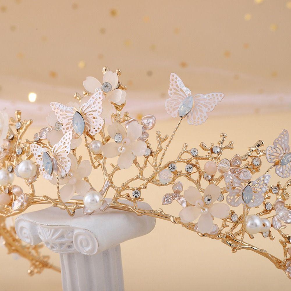 Wedding Prom Party Hair Headband Baroque Rhinestone Crown Hair Jewelry Crystal Butterfly Hairband