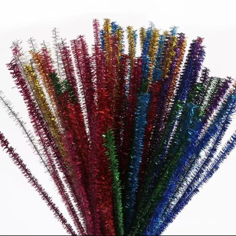 100 peças Novos Arames de Chenille Brilhantes de 30cm Barra de Torção Topo de Lã DIY Suprimentos de Artesanato Natal Palitos Arame