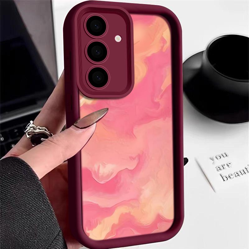 

Ударопрочный чехол с рисунком морской волны для Samsung S24 FE S23 Ultra S22 S21 A16 A55 A15 A35 A54 A25 A34 A14 TPU защита линз мягкий матовый чехол для телефона Samsung A05 вино красного