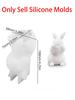 Cute Rabbit Silicone Ornament Mold 3D Easter Rabbit Scented Candle Gypsum Concrete Sitting Standing Looking Up Rabbit Craft Mold