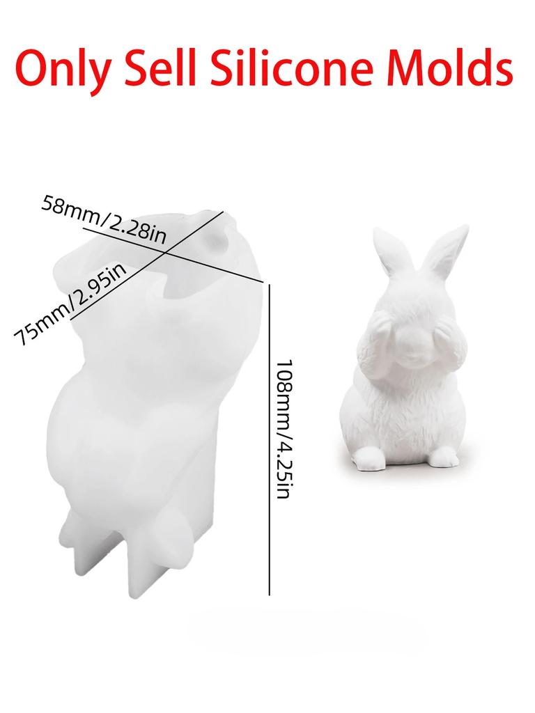 Cute Rabbit Silicone Ornament Mold 3D Easter Rabbit Scented Candle Gypsum Concrete Sitting Standing Looking Up Rabbit Craft Mold