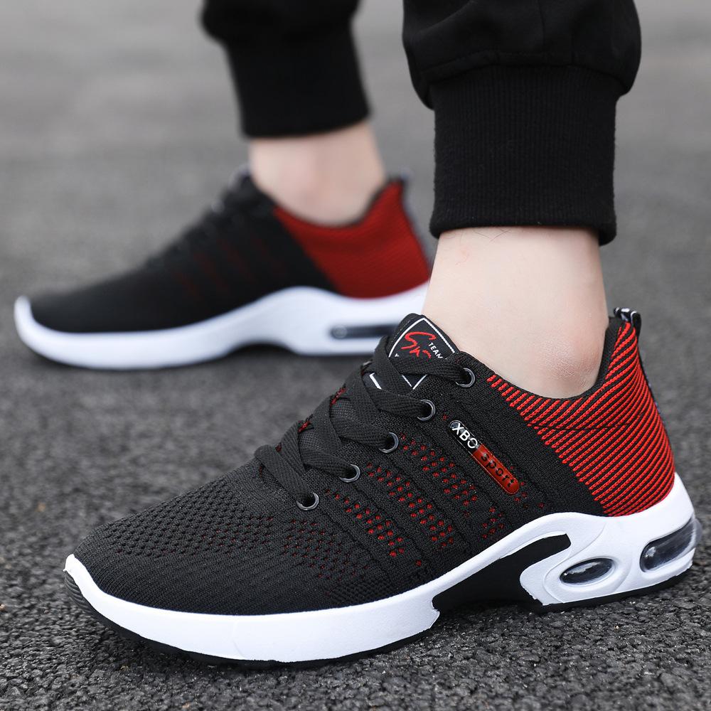 Men's Shoes Spring and Summer Fashion Breathable Casual Running Shoes Youth Soft-soled Springback Flying Woven Sneakers