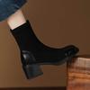 Microfiber Winter Round Toe Modern Platform Size 33 Boots Size 43 Women Fashion Flock Stretch Ankle Boots