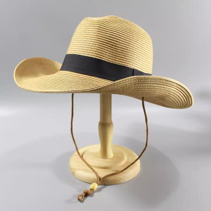 Plus Size 60cm 62cm Sun Hats Men Summer Wide Brim Breathable Wide Brim Hollow Straw Hat Big Size Sun Protection Beach Panama