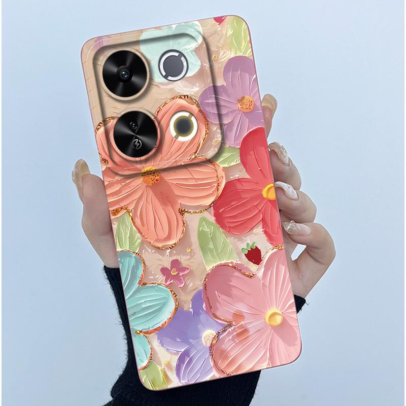 For Itel P65 P671L Etui Fashion Simplicity Oil Painting Floral Protective Phone Case For ItelP65 P 65 Coque Soft Silicone Covers