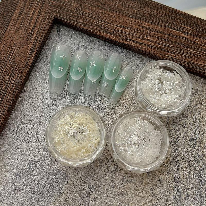 Nail Art Glitter Flash White Star Butterfly Love Manicure Decorations Mirror Nail Pigment 3D Diy Nail Art Enthusiasts