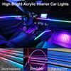 Acrylic Interior Car LED Lights With Remote And Wireless APP 6 In 1,Ambient Lighting Kits Fiber Optic Strip LEDs,16 Million Colors Music&DIY Function