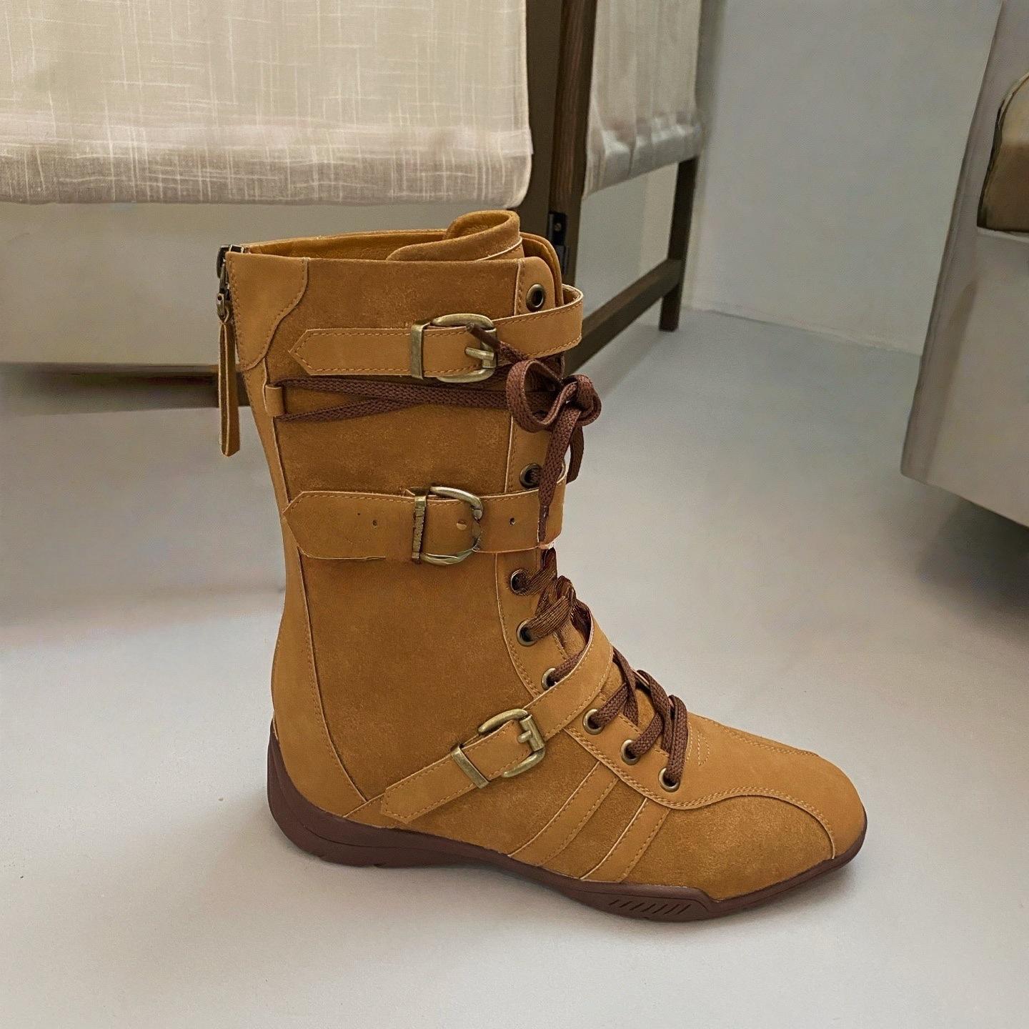 

Flat-bottomed non-slip and versatile medium boots 2025 new women s autumn models popular high boots cover boots are not tired of feet fashion shoes 40 абрикосовый