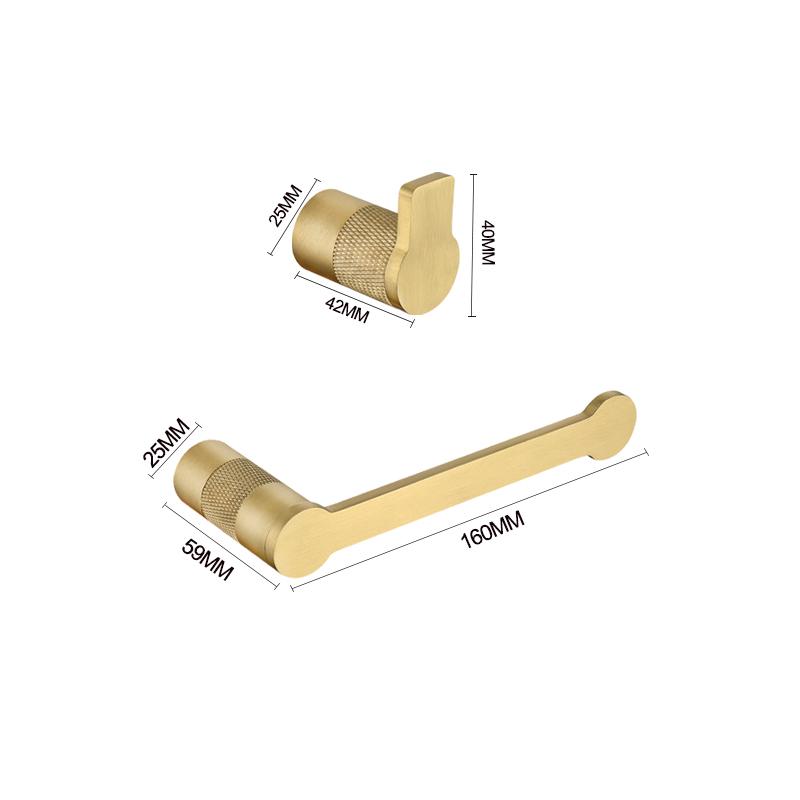 Brushed Gold Bathroom Accessories Towel Bar Bath Robe Hook Brass Knurled Bathroom Hardware Set Shelf for Towels Paper Tissue Hol