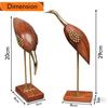 Wood and Brass Saras, Wood Antique Decorative Saras Swan Crane Love Birds Showpiece Home Decor Set of 2
