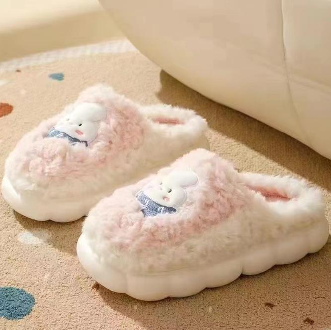 

Легкие женские домашние тапочки с мягкой подошвой, прочные пушистые домашние тапочки с милым кроликом 40-41 розовый