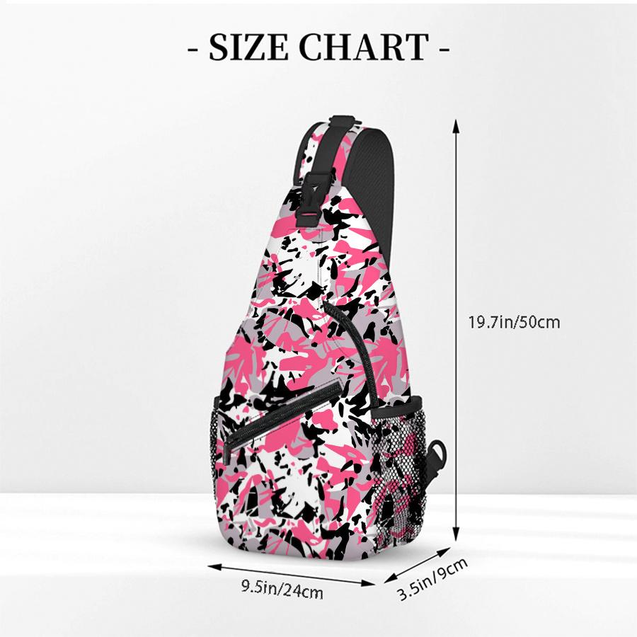 Pink White Pattern Chest Bag Boy/Girls Best Gift 2D Flat Cartoon Large Capacity Sports Leisure Fashion Fitness Bag for Children