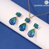Gradient Tourmaline Water Drop Earrings & Necklace Set - European and American High-End Fashion