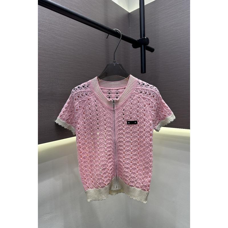 2026 Summer Hollow Zipper Knit Short-Sleeved Cardigan - Casual, Lightweight, Age-Reducing Versatile Top