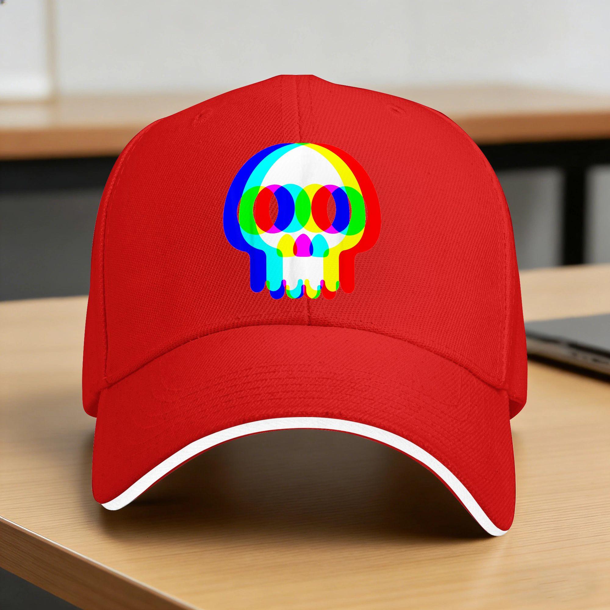 Summer Funny Skull Trippy Vaporwave Halloween Techno Rave EDM Party Baseball Cap Kpop Rock Classic Design Sun Trucker Hat Gift One Size