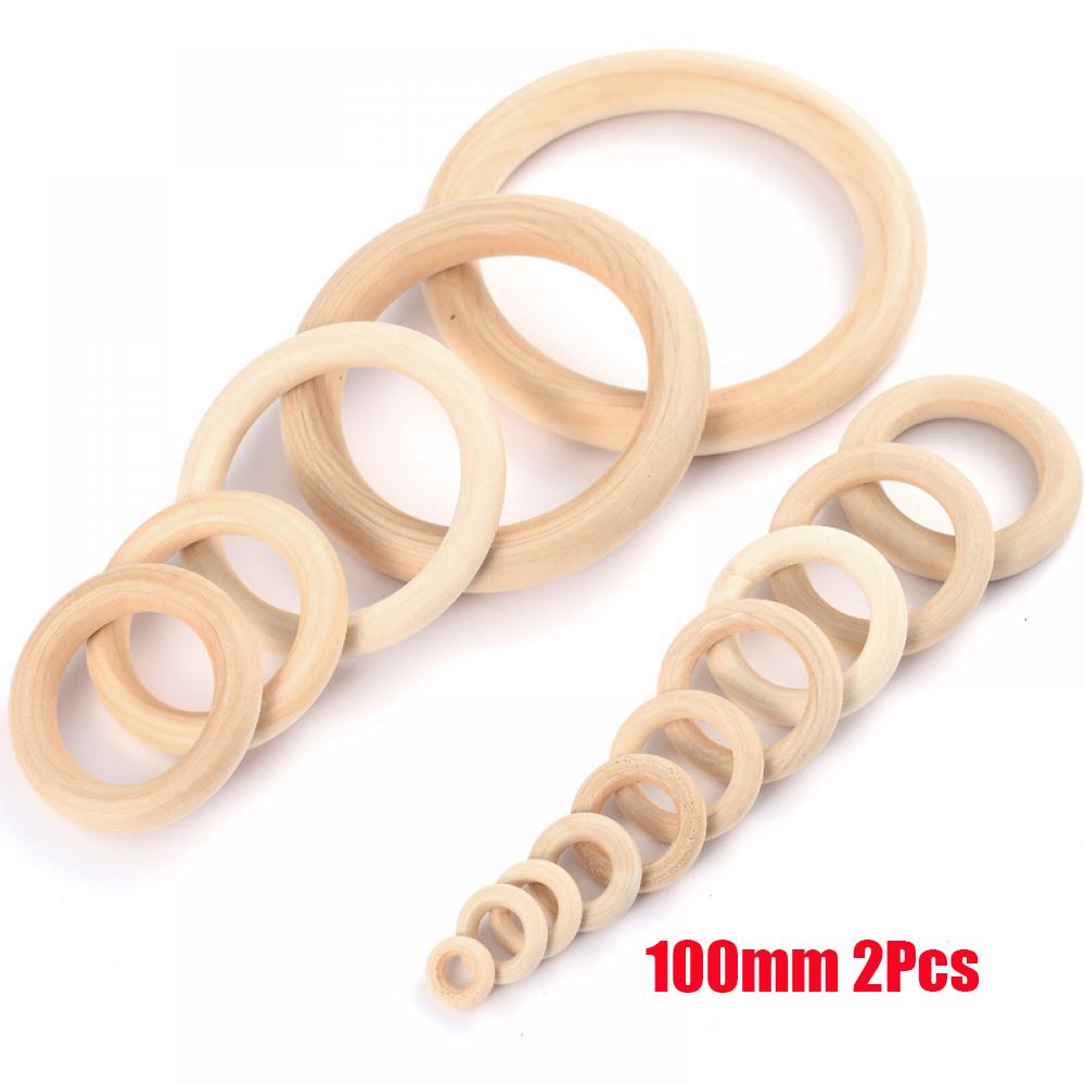12-125mm Wooden Rings Teether Handmade Baby Natural Maple Wooden Teething Rings for Necklace Bracelet DIY Crafts Wood Teether