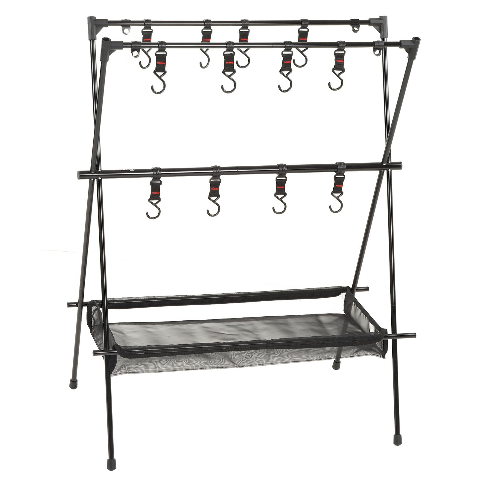 

Подвесная стойка для кемпинга на открытом воздухе, переносная двухслойная стойка для кемпинга с сетчатым карманом