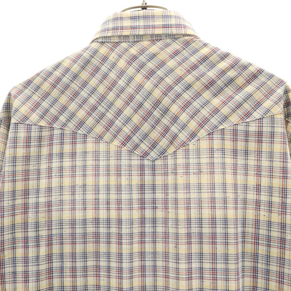 Lee 80s Made In USA Vintage Check Long Sleeve Western Shirt Beige Men's Used