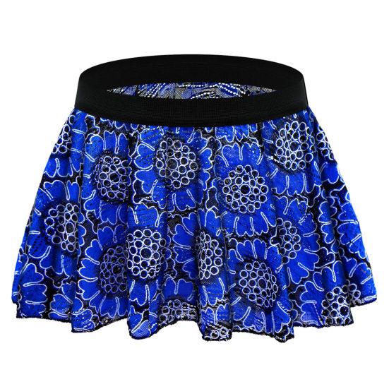 Unisex Mini Skirt Elastic Waist Vintage Printed Pleated Short Soft Breathable Clubwear Panties Underwear Underpants Male Inmitate Clothes